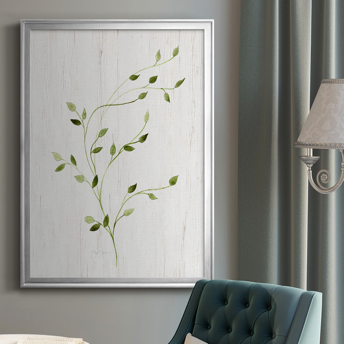 Windblown Leaves I - Modern Framed Canvas Print