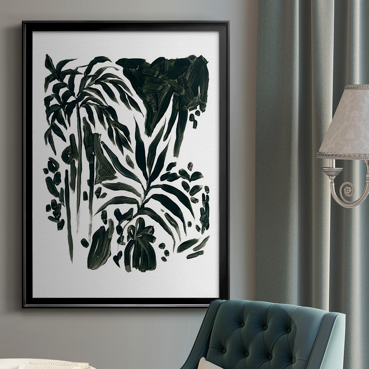Ink Jungle II - Modern Framed Canvas Print