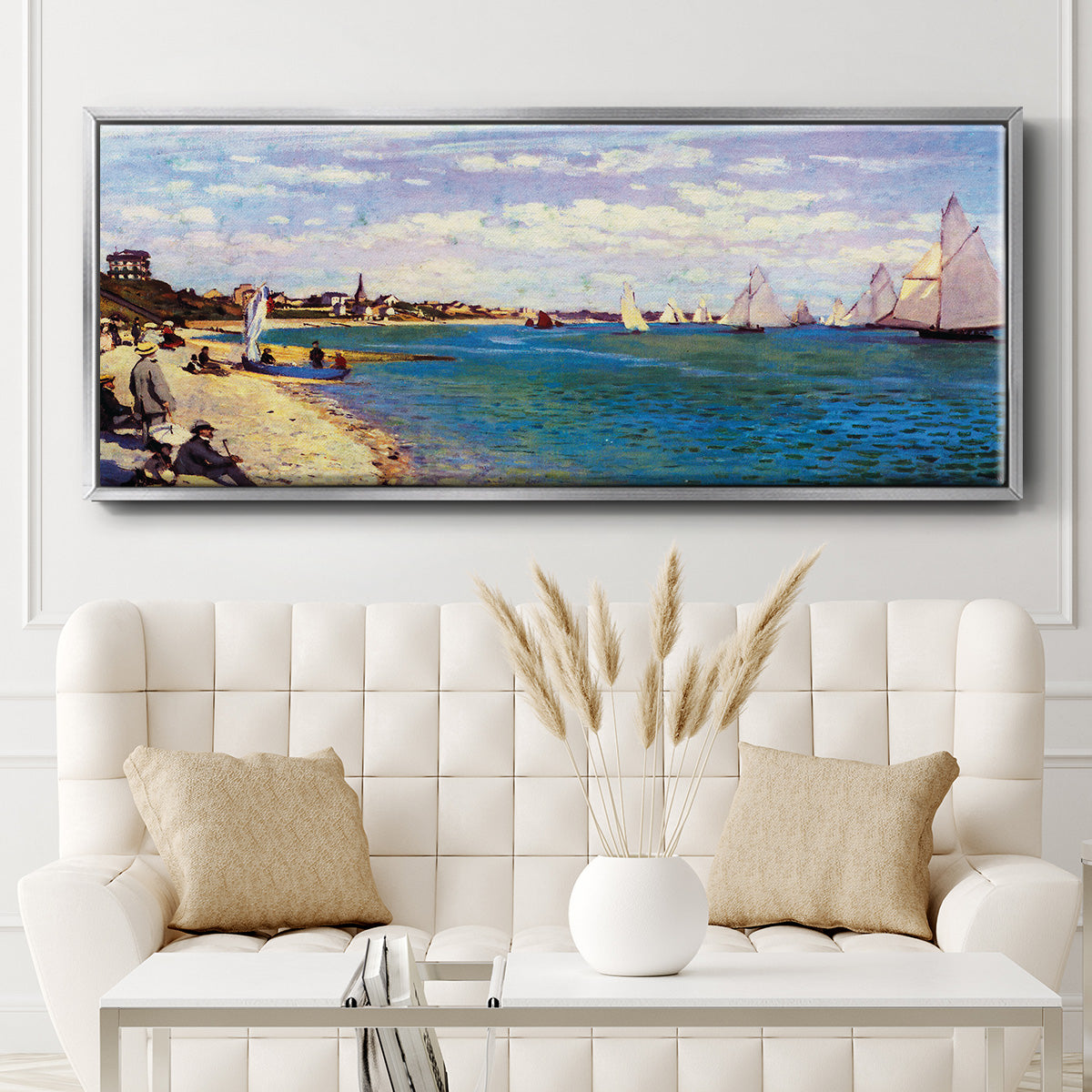 Regatta at Sainte Adresse - Floater Framed Canvas Print