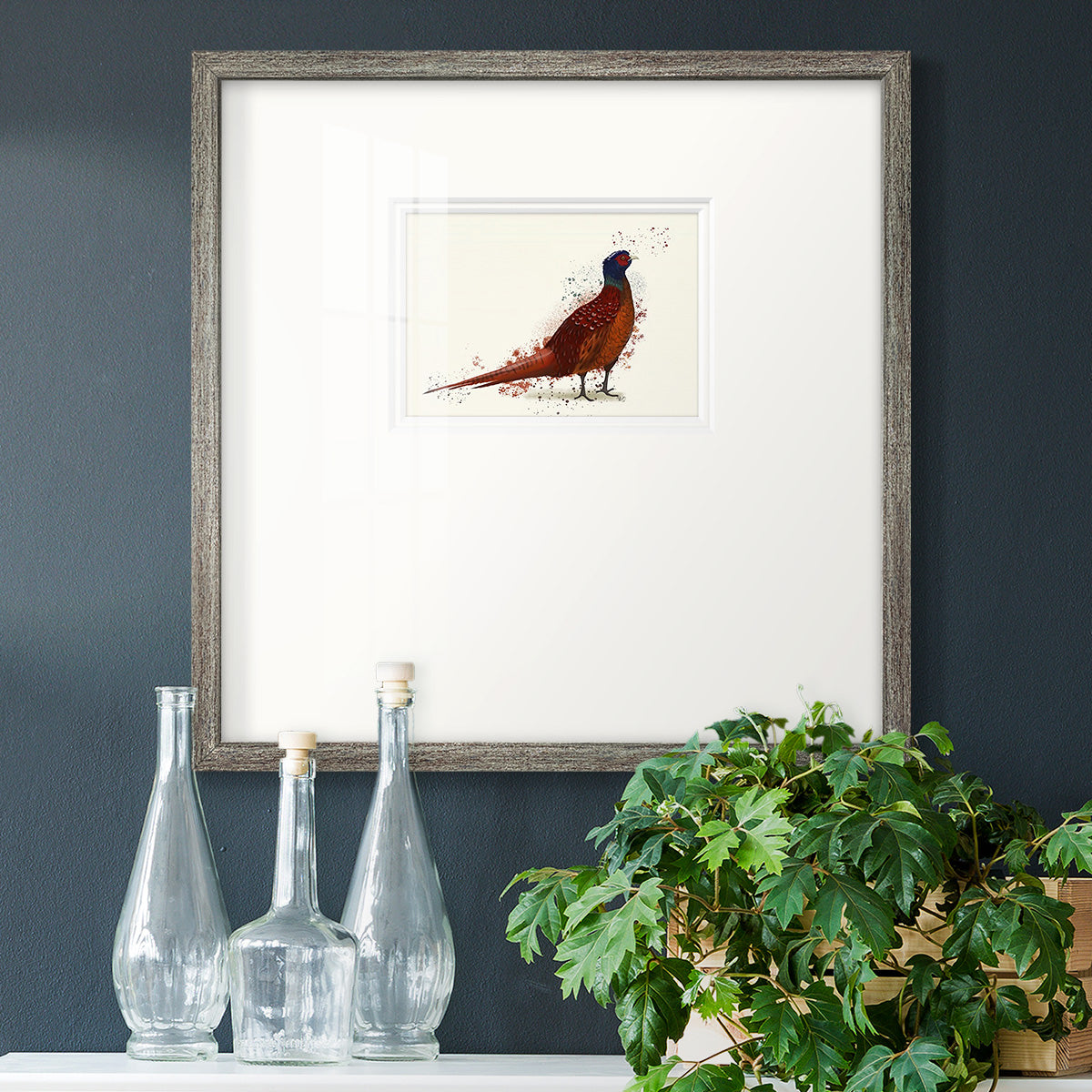 Pheasant Splash 4 Premium Framed Print Double Matboard