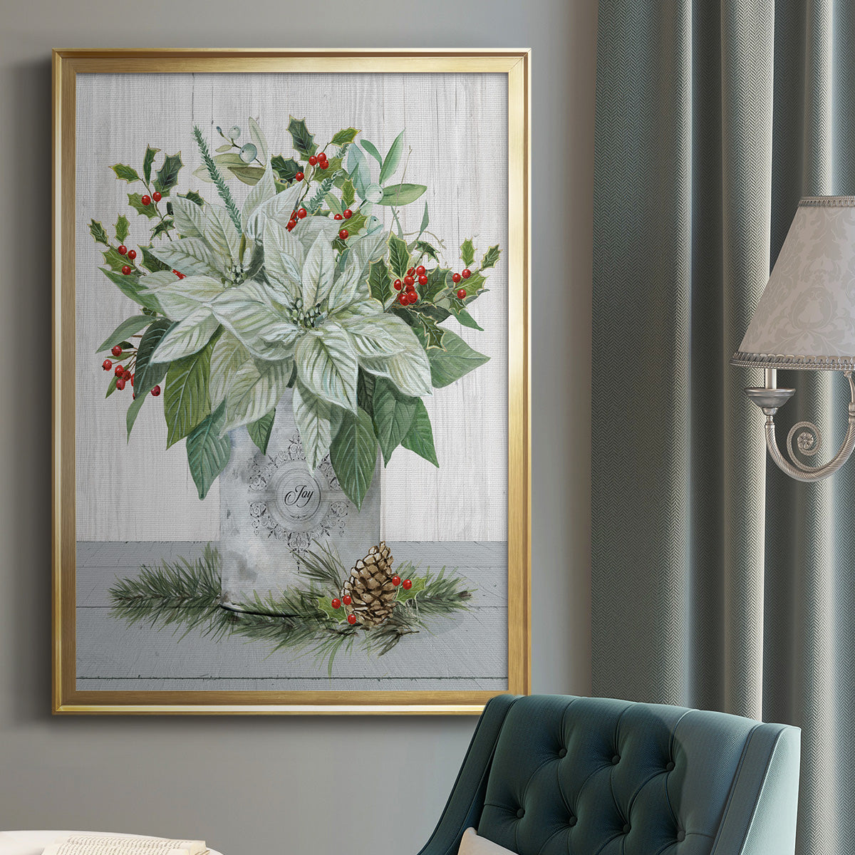 Farmhouse Christmas Joy - Modern Framed Canvas Print