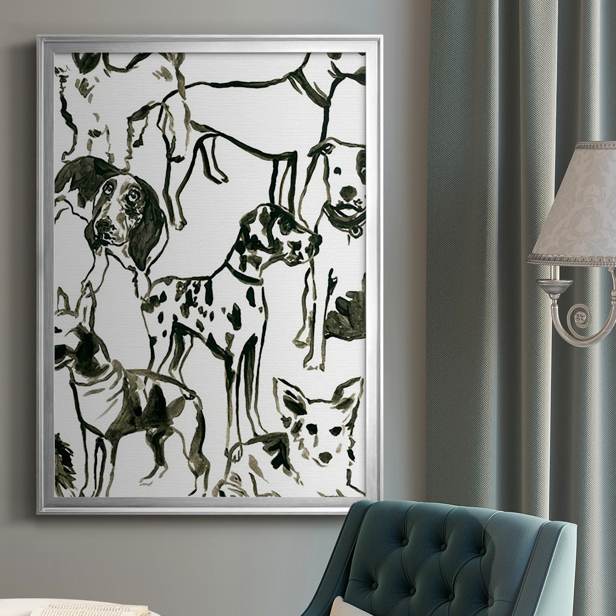 Canine Collage II - Modern Framed Canvas Print