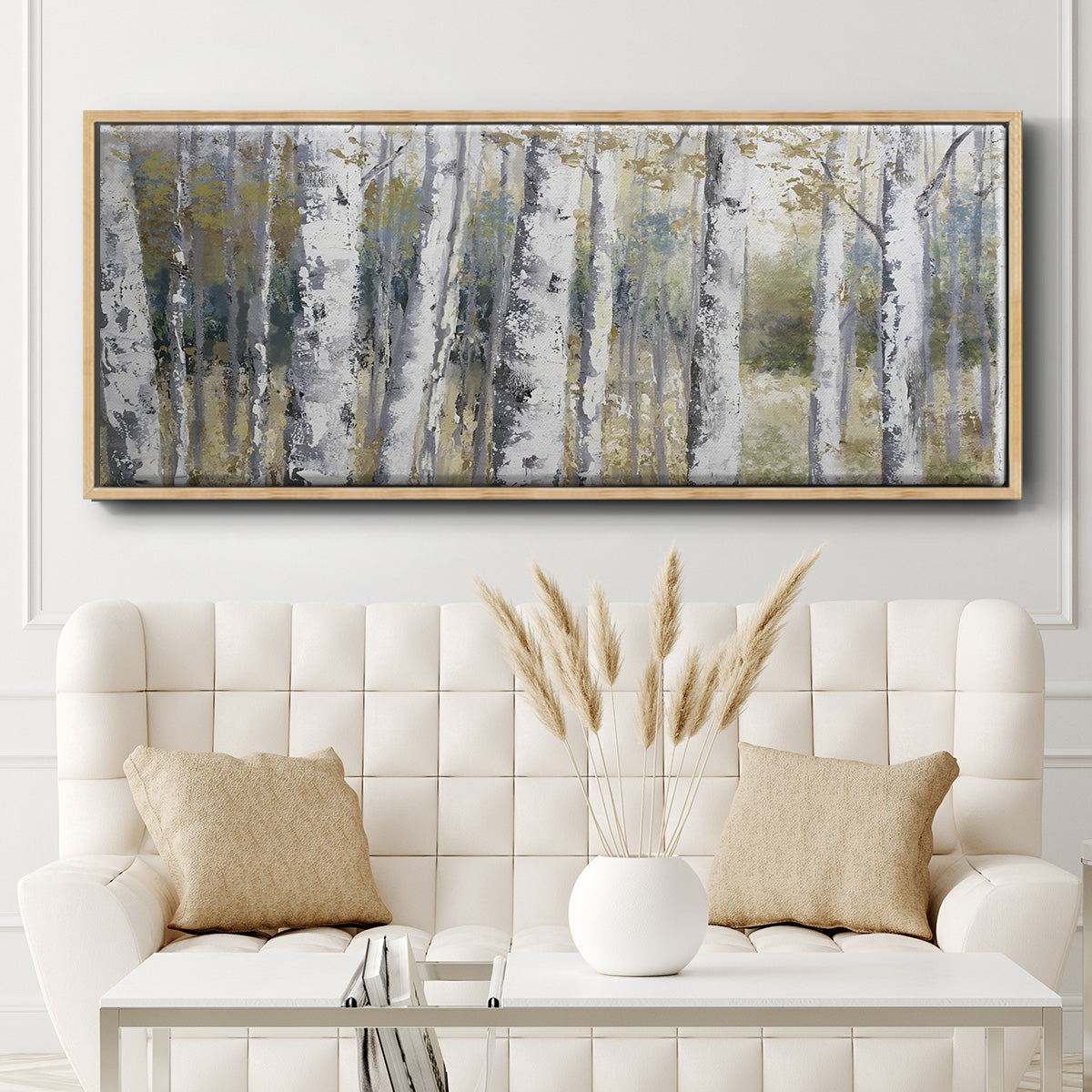 Hidden Birch - Floater Framed Canvas Print