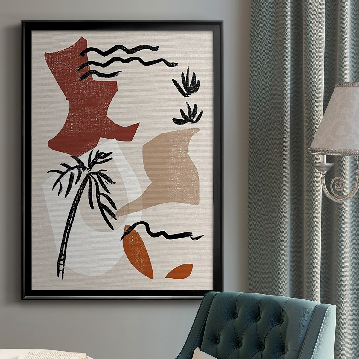 Soft Palms II - Modern Framed Canvas Print