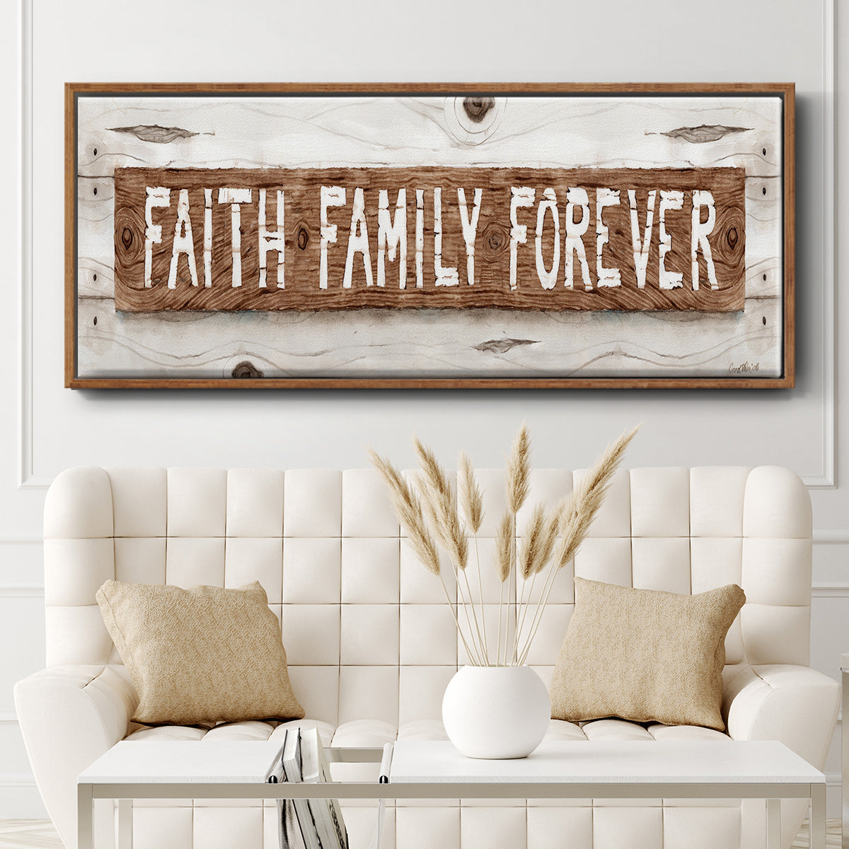Faith Family Forever - Floater Framed Canvas Print