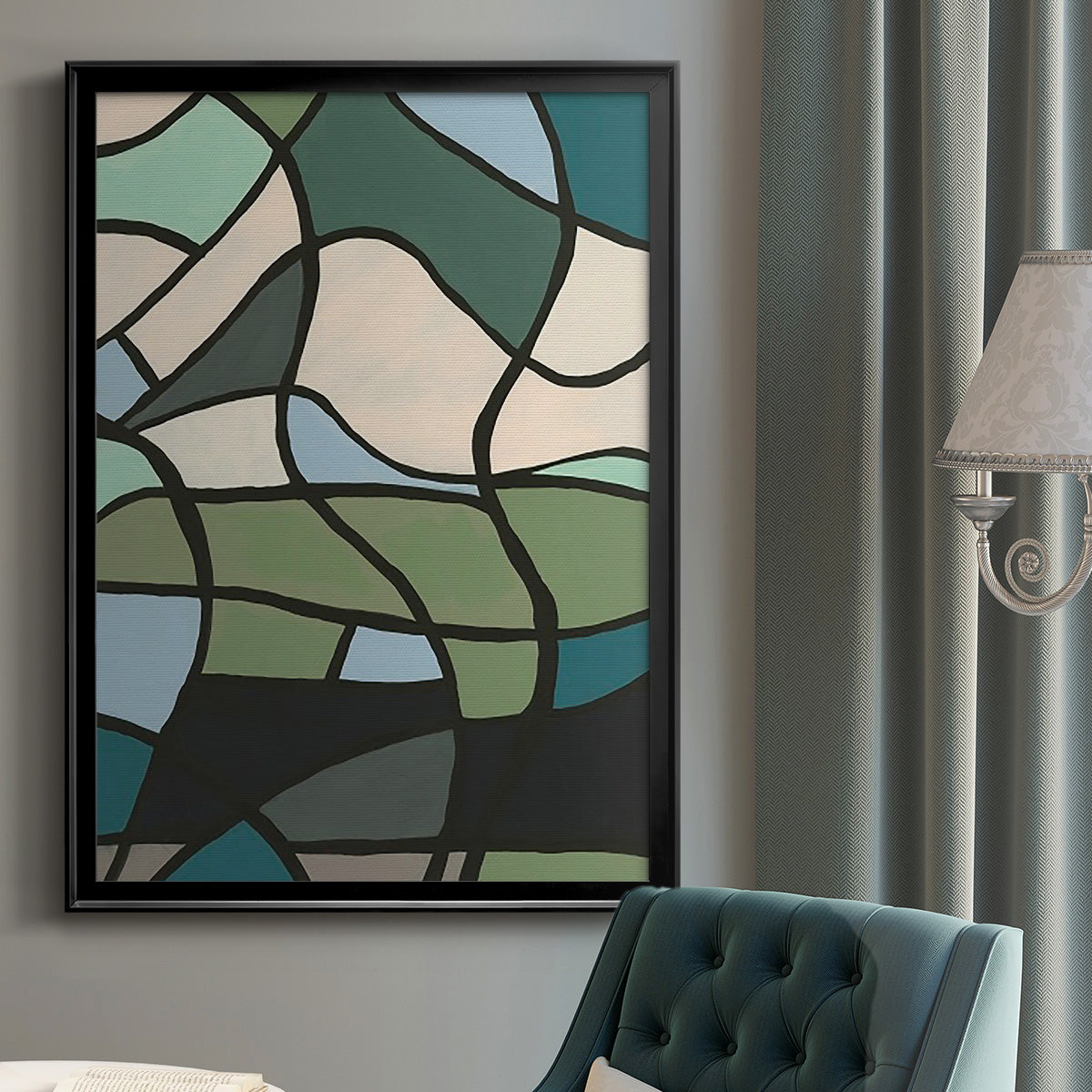 Multicolor Stained Glass II - Modern Framed Canvas Print