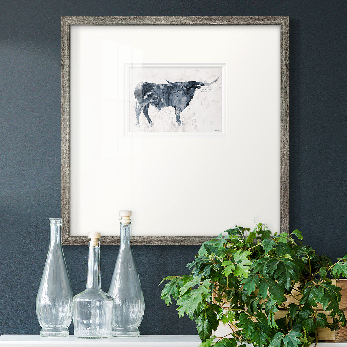 Long Horn Alt V2 - Double Matboard Framed Print