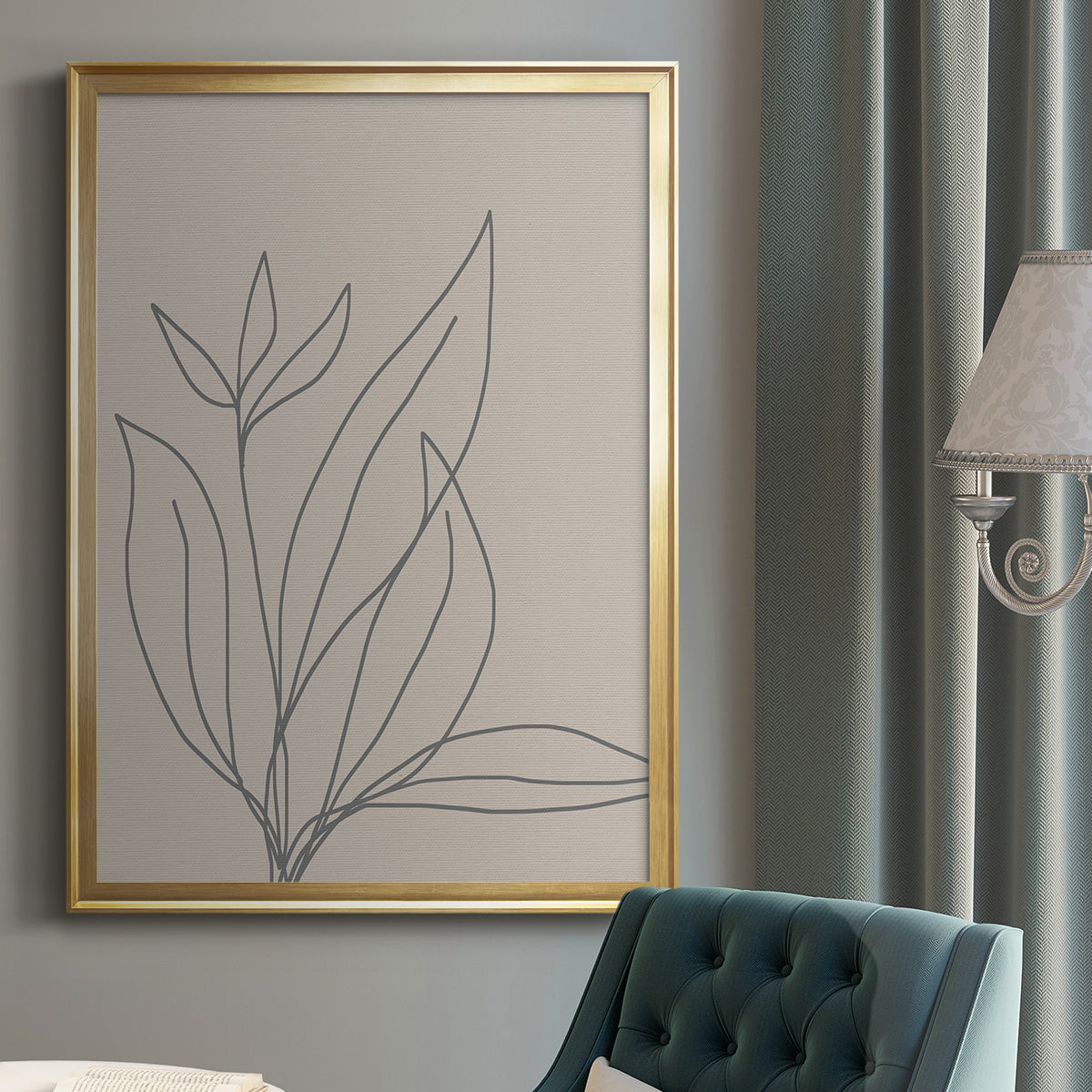 Neutral Lines I - Modern Framed Canvas Print