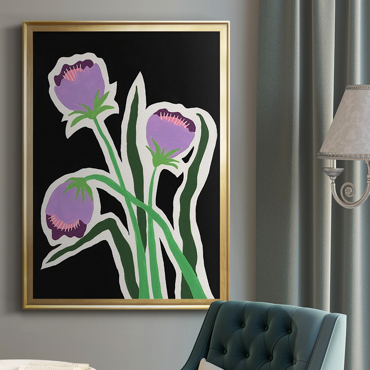 Pop Flowers II - Modern Framed Canvas Print