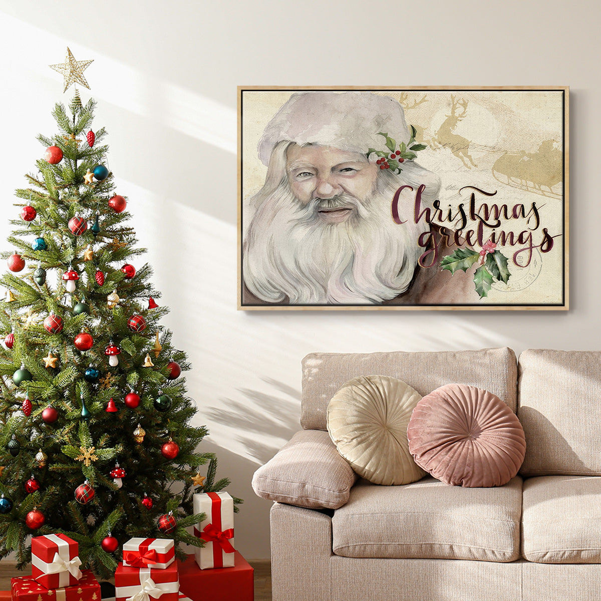 Christmas Greetings Collection A - Floater Framed Canvas Print