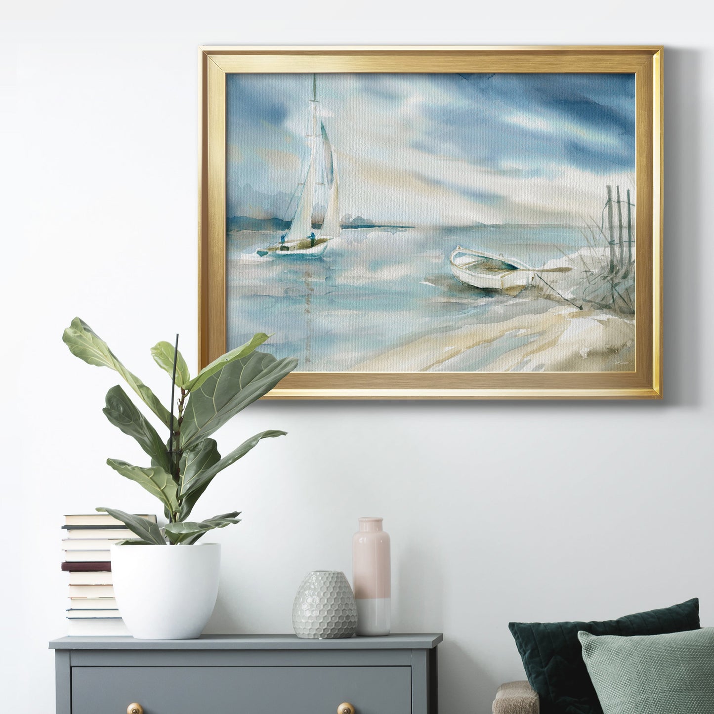 Subtle Sail - Modern Framed Canvas Print