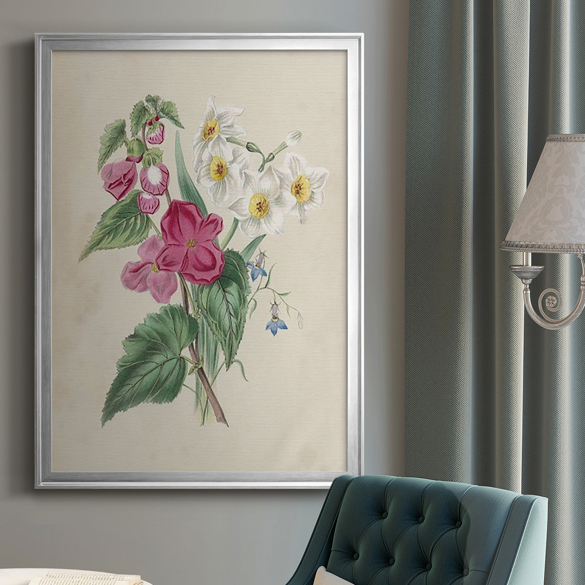 Antique Garden Bouquet IV - Modern Framed Canvas Print