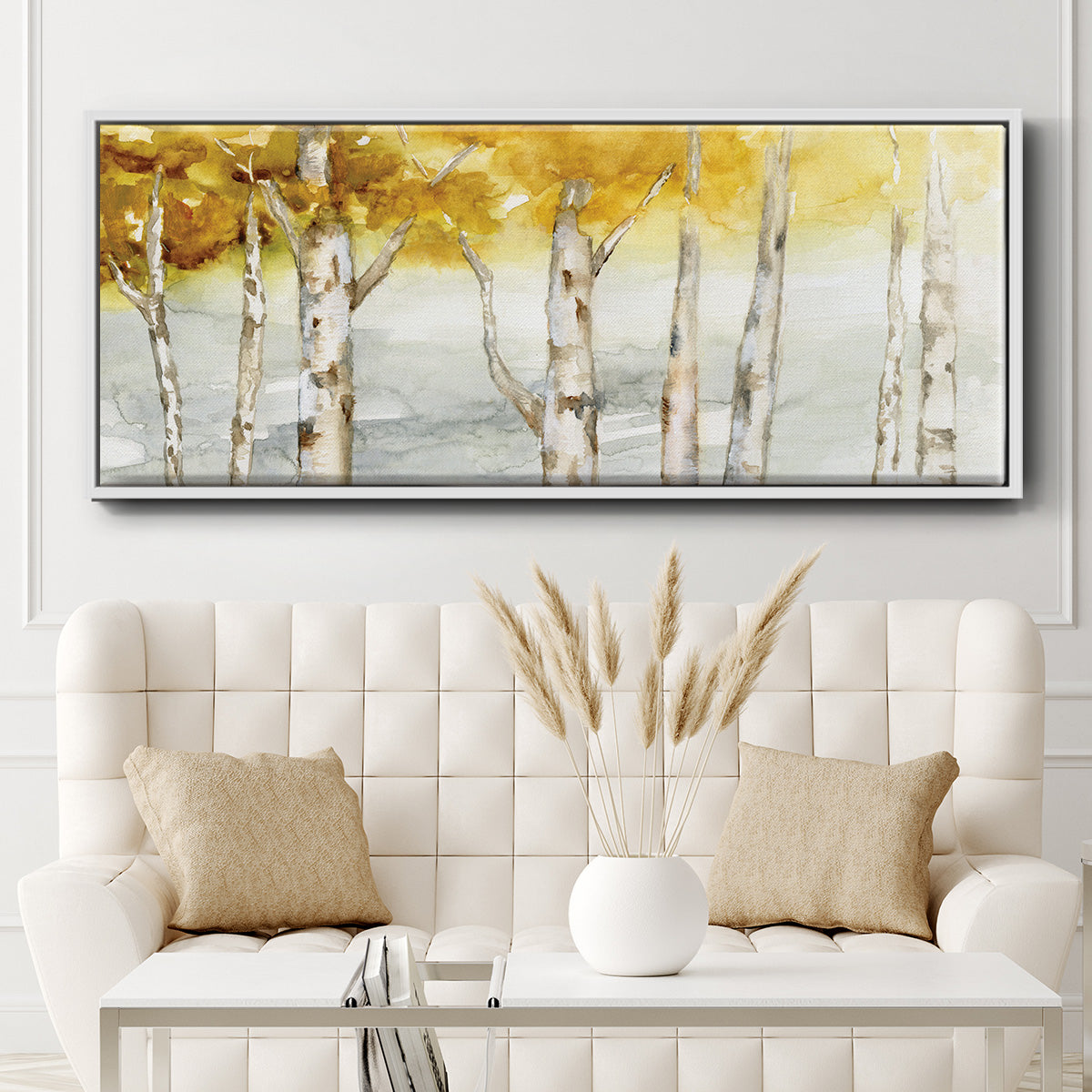 Golden Trees - Floater Framed Canvas Print