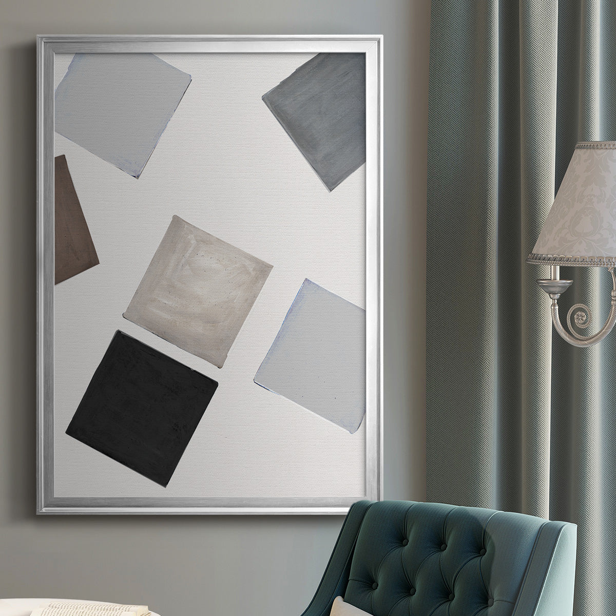 Block Encounter Revisit I - Modern Framed Canvas Print