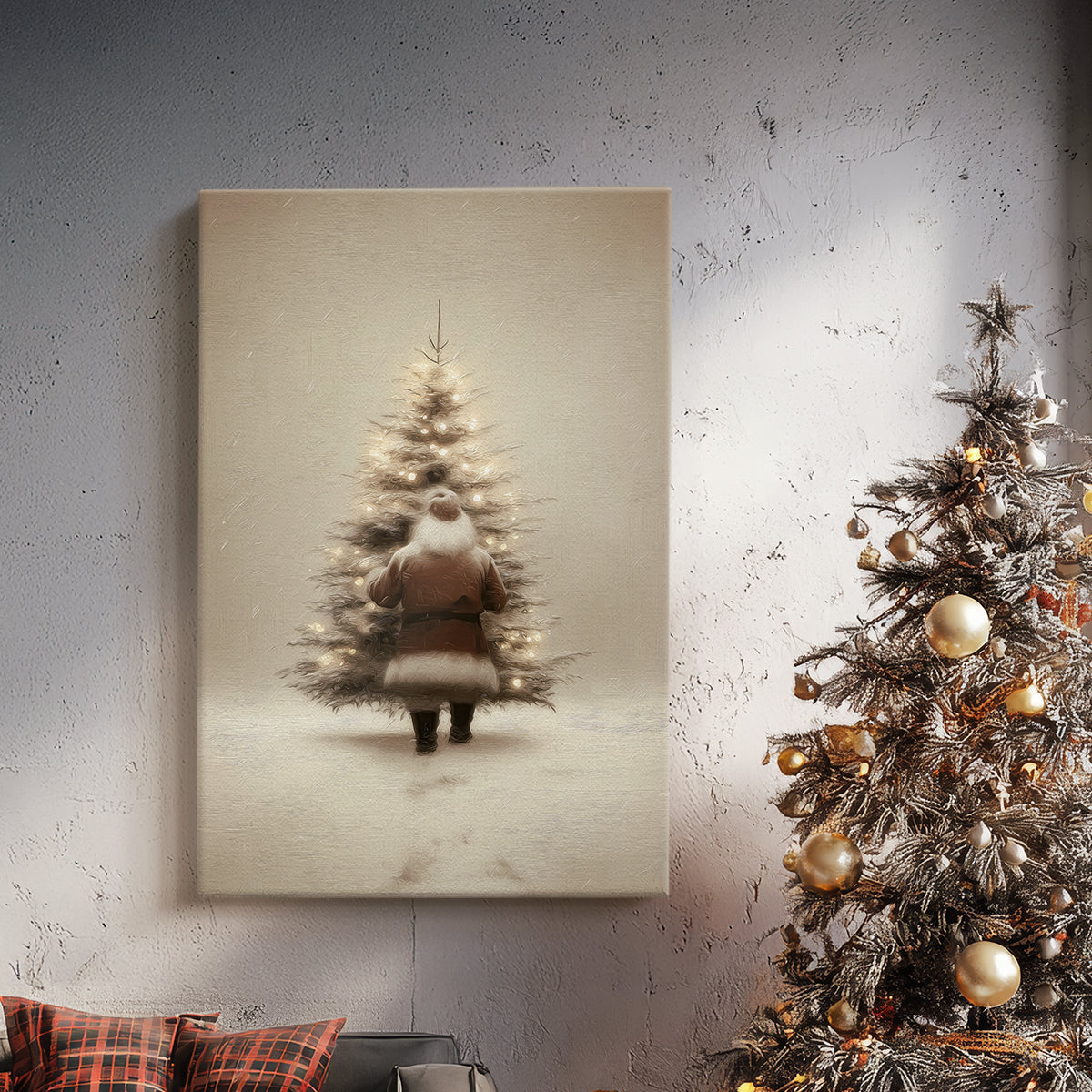 Midnight of Tinsel-Gold Bells - Canvas Art Print