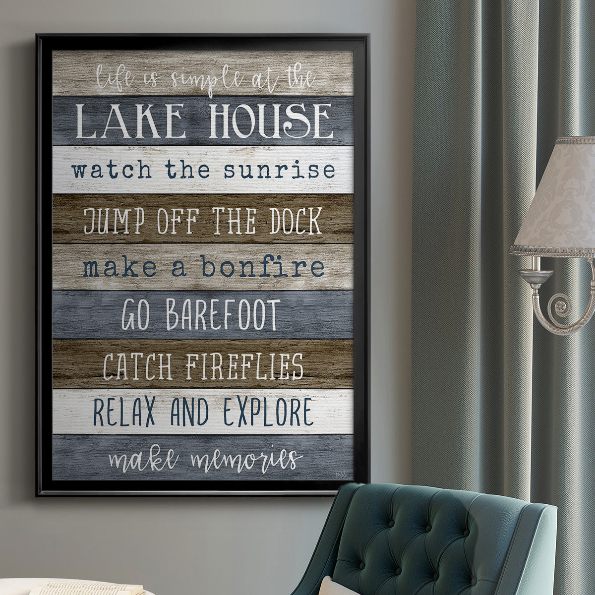 Simple Lake Rules - Modern Framed Canvas Print