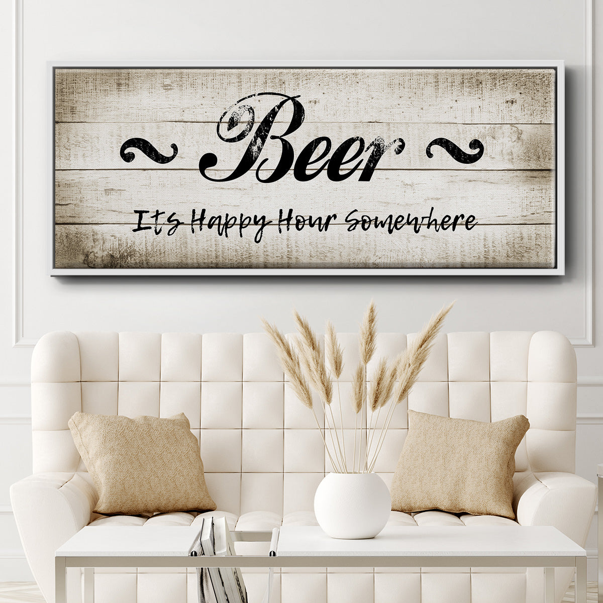 Beer Happy Hour - Floater Framed Canvas Print
