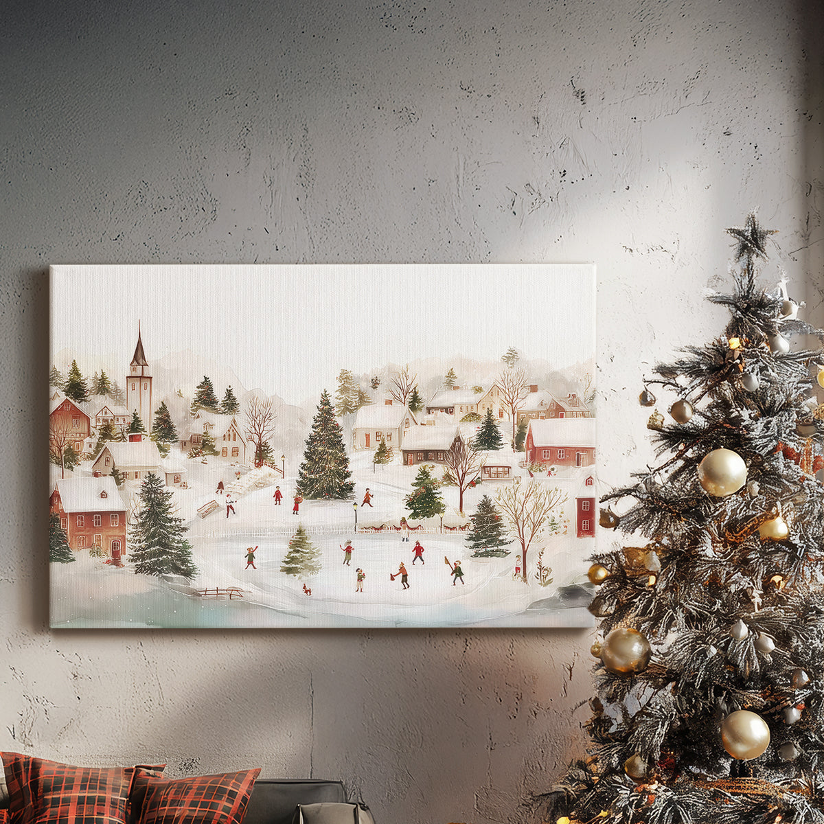 Snowwhite Manger Square - Canvas Art Print