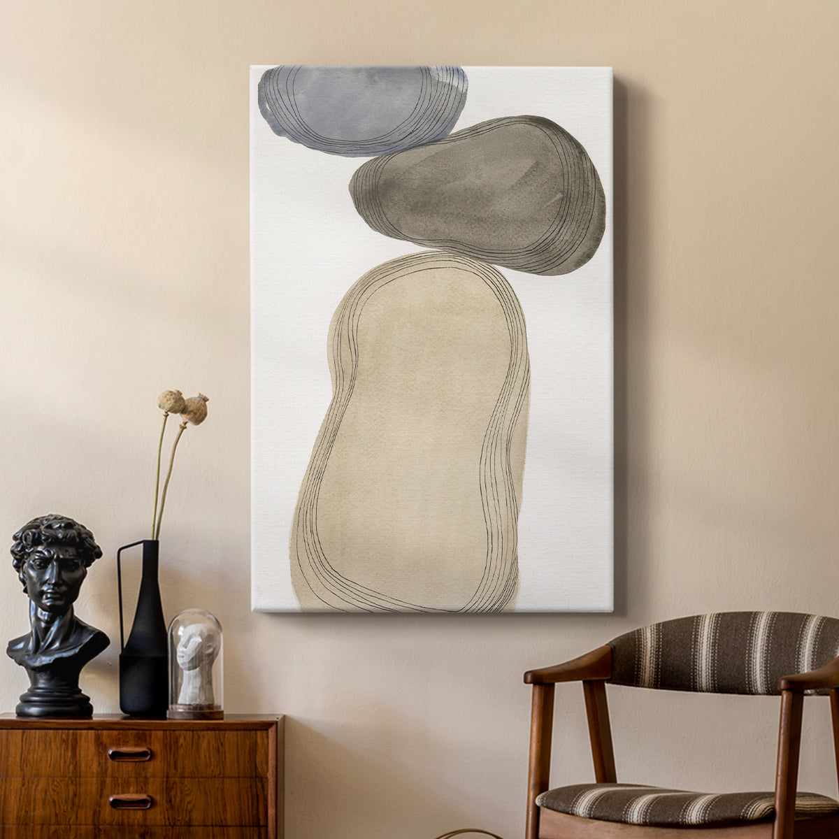 River Rocks Contour I - Canvas Art Print