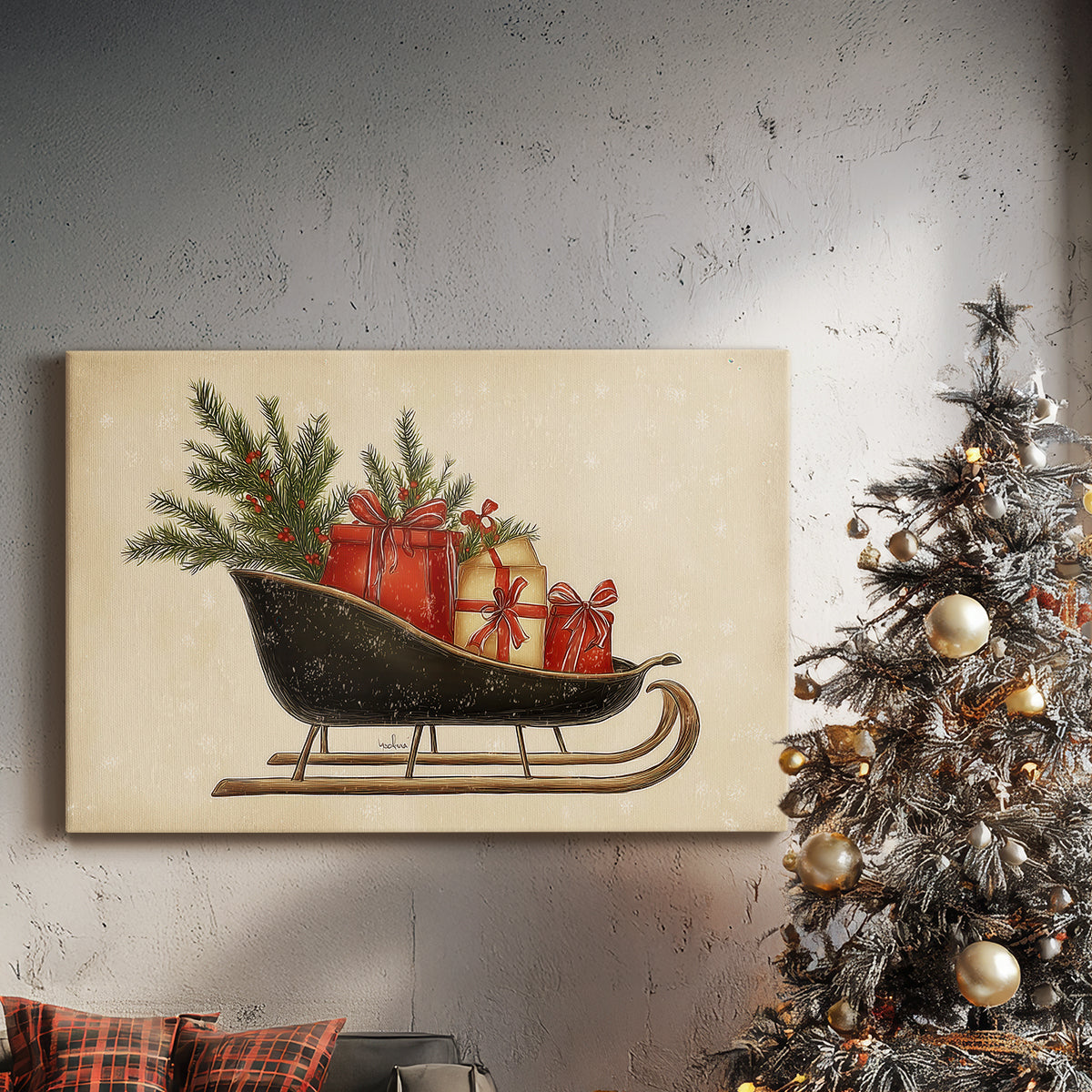 Gilded Yule at Dawn - Canvas Art Print