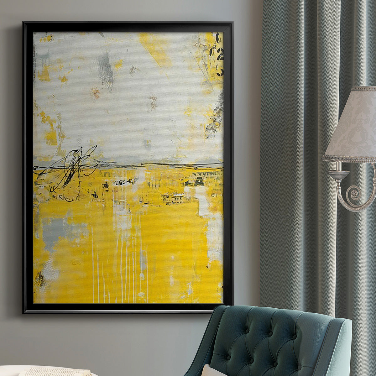 Yellow Bound - Modern Framed Canvas Print