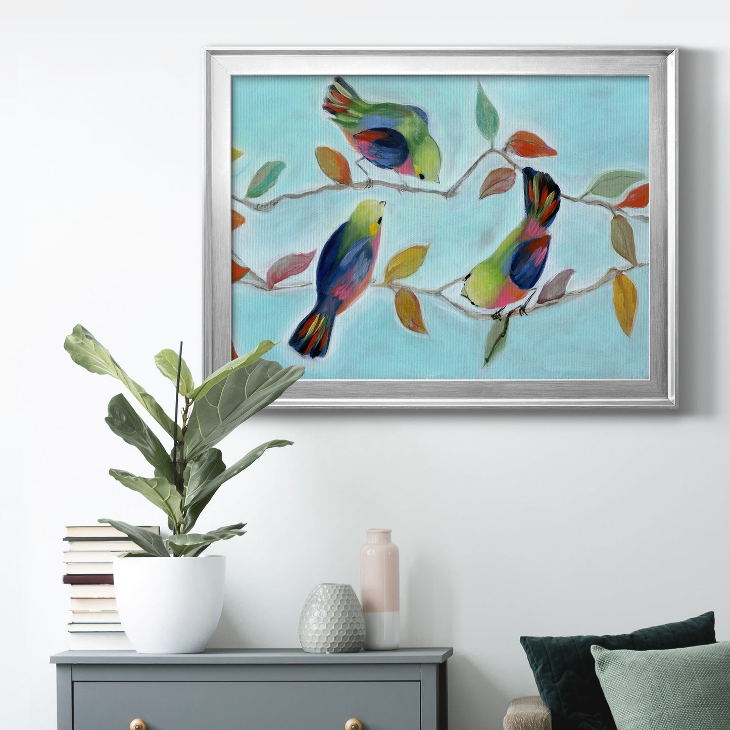 Bitty Birds I - Modern Framed Canvas Print