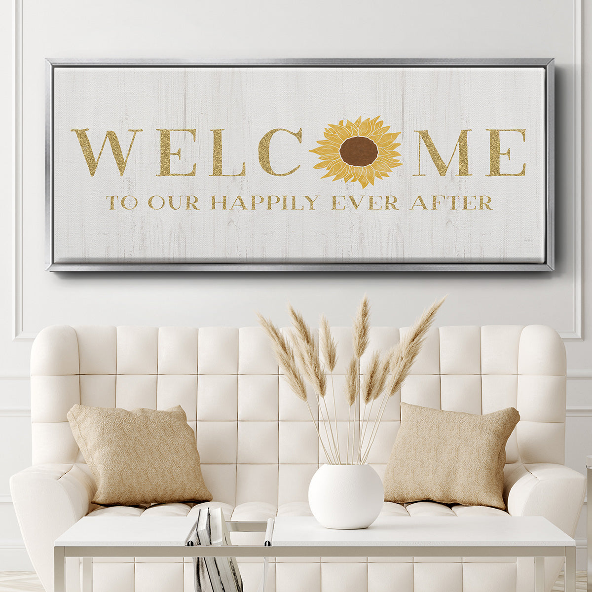 Welcome Happily Ever After - Floater Framed Canvas Print