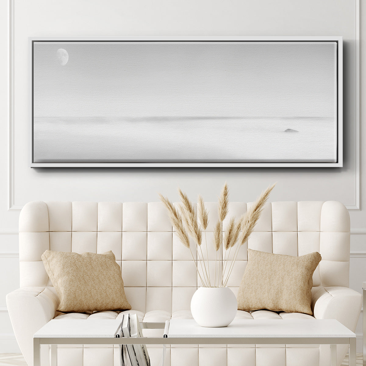 Black & White Water Panel XV - Floater Framed Canvas Print