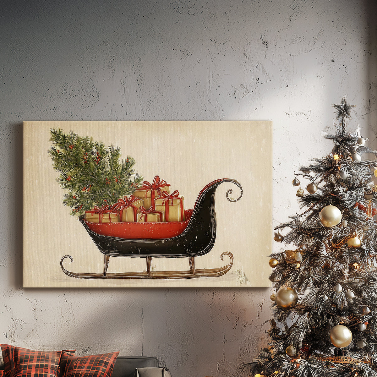 Tinsel-Gold Fir Chapel - Canvas Art Print