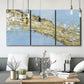 Three-panel canvas wall art featuring , displayed in a modern living room above seating.