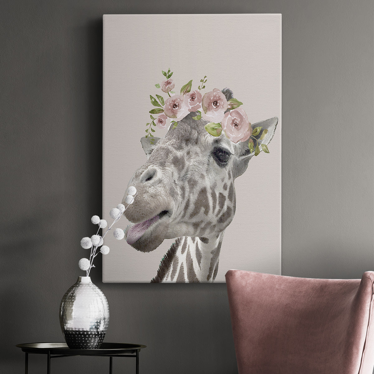 Peek A Boo Giraffe I Premium Gallery Wrapped Canvas - Ready to Hang