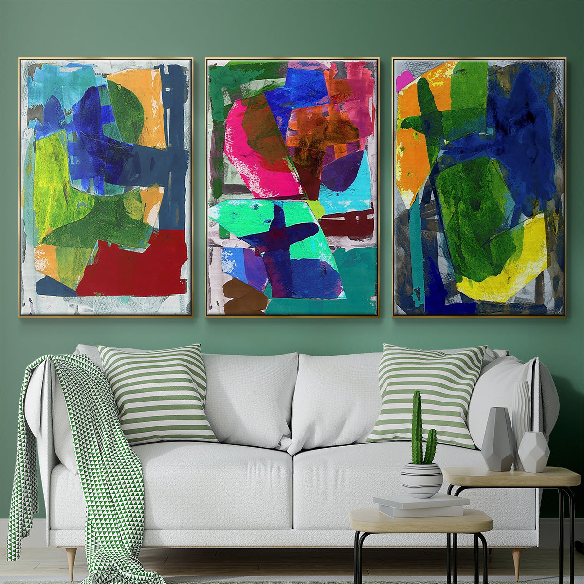 Brights Strokes I - Floater Framed Canvas Set