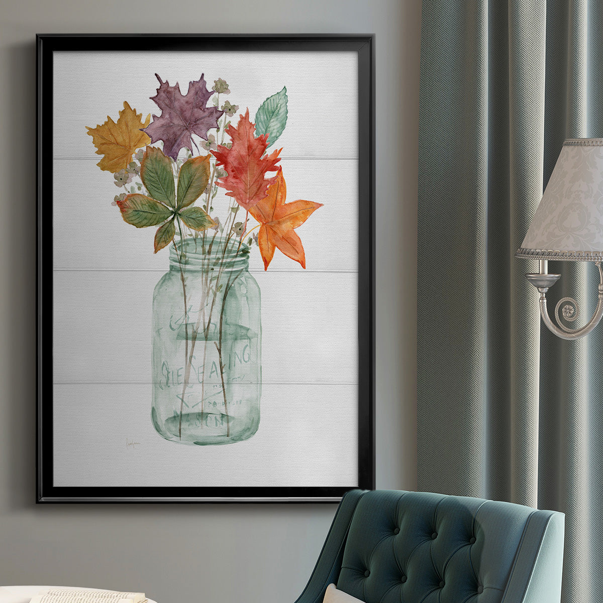 Harvest Home Leaves I - Modern Framed Canvas Print