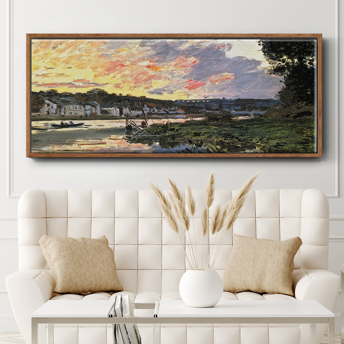 The Seine at Bougival in the Evening, 1870 - Floater Framed Canvas Print