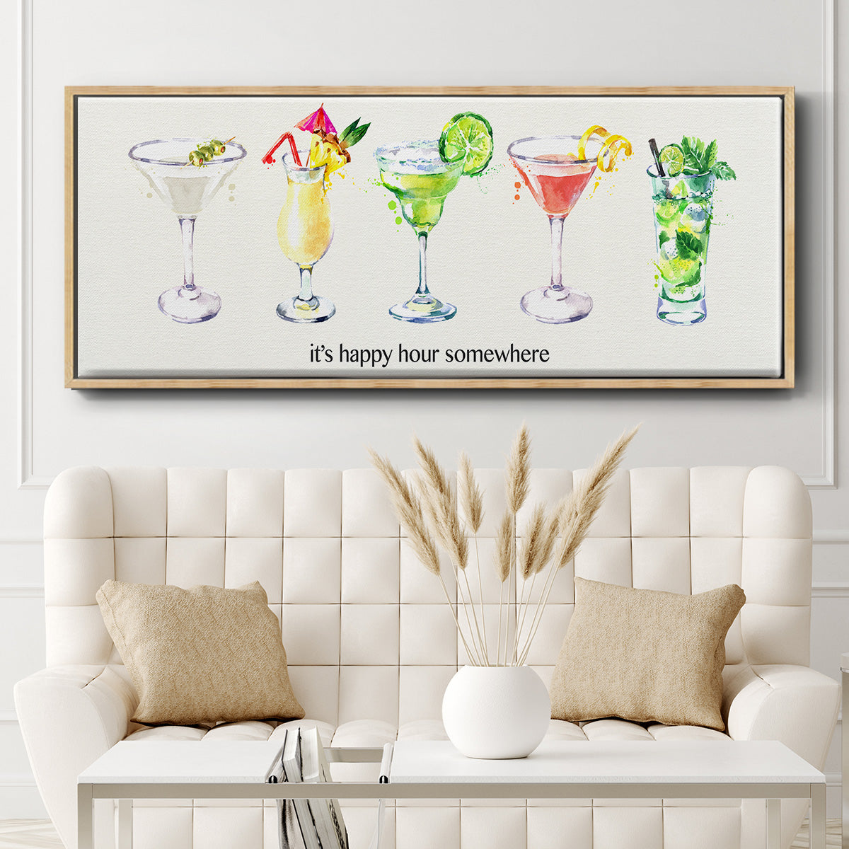 Happy Hour Cocktails - Floater Framed Canvas Print