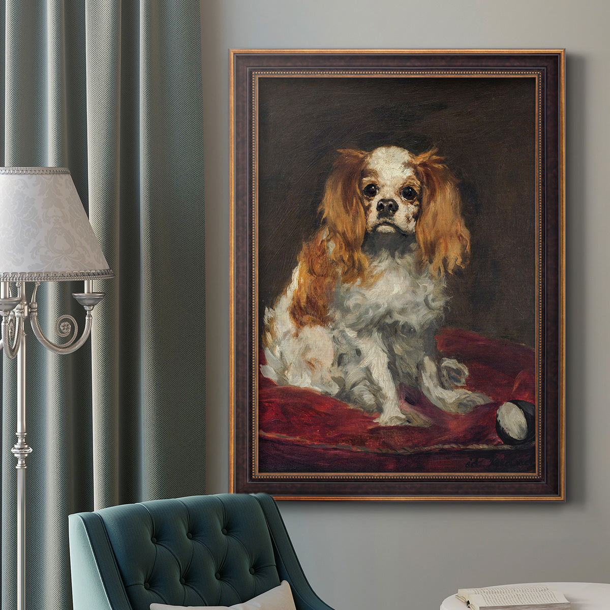 A King Charles Spaniel - Ornate Framed Canvas Print