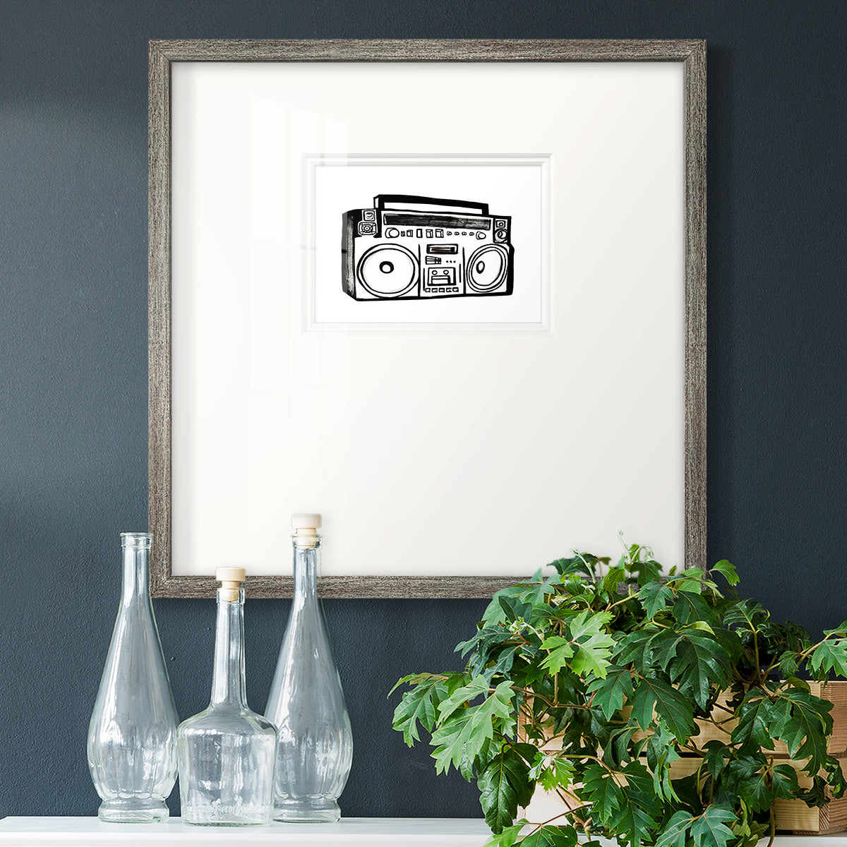 Boombox Sketch Premium Framed Print Double Matboard