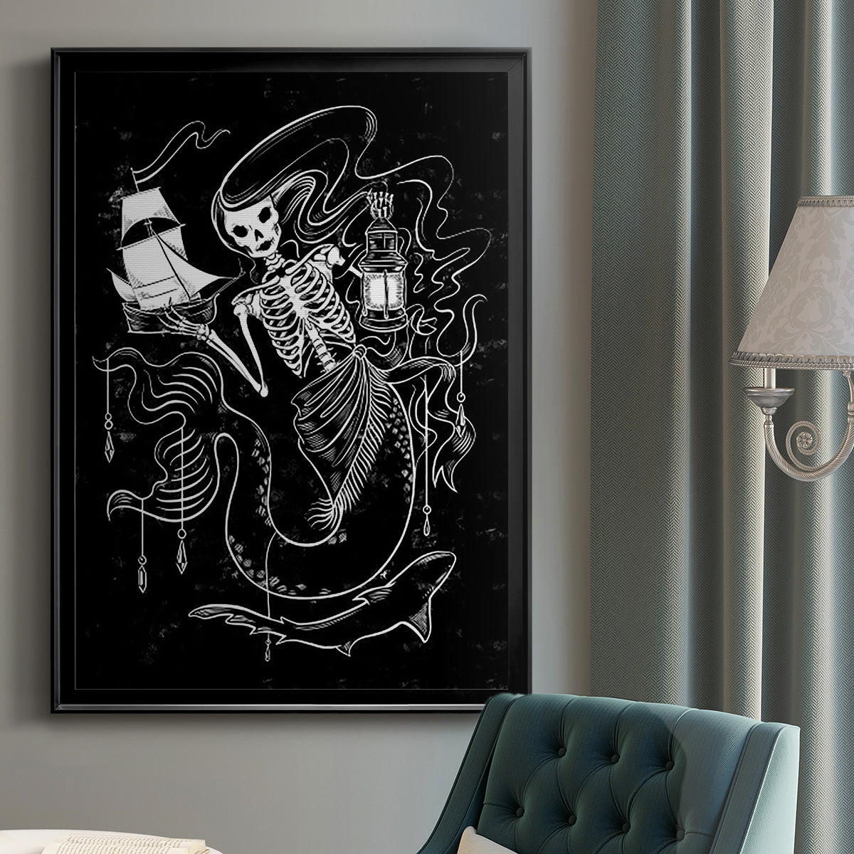 Pirate Mermaids I - Modern Framed Canvas Print