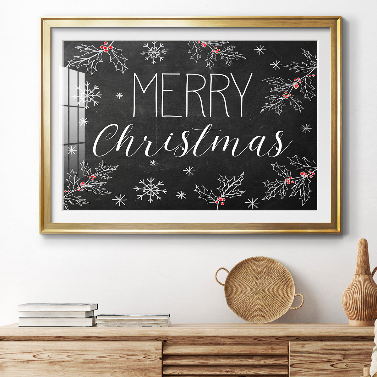 Merry Christmas Chalkboard - Modern Framed Art Print