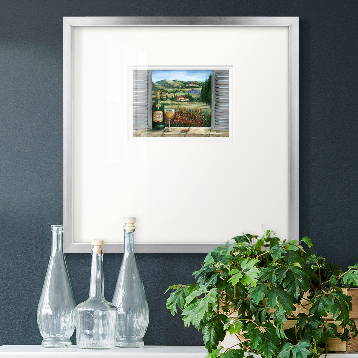 Tuscan White and Poppies Premium Framed Print Double Matboard