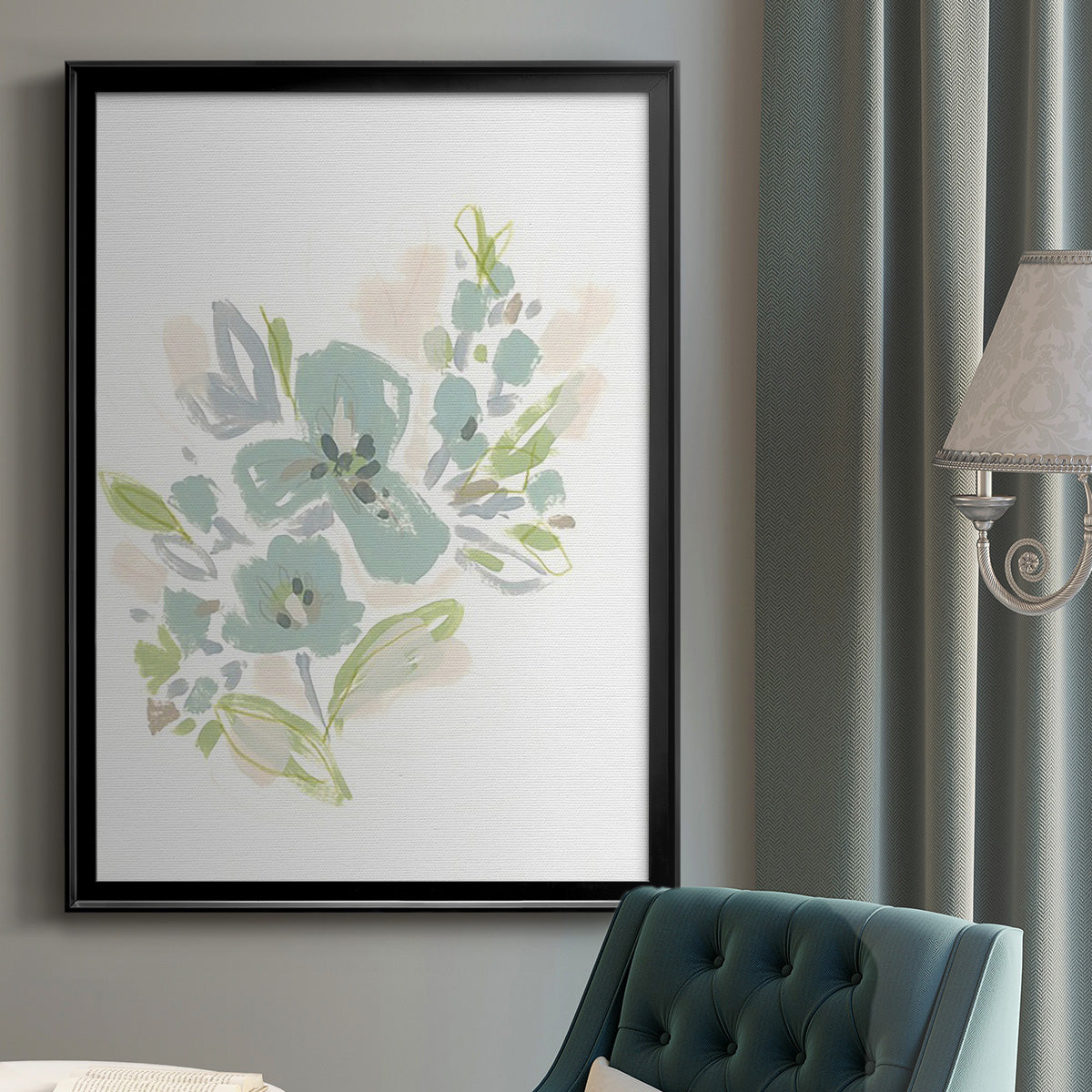 Seafoam Petals III - Modern Framed Canvas Print