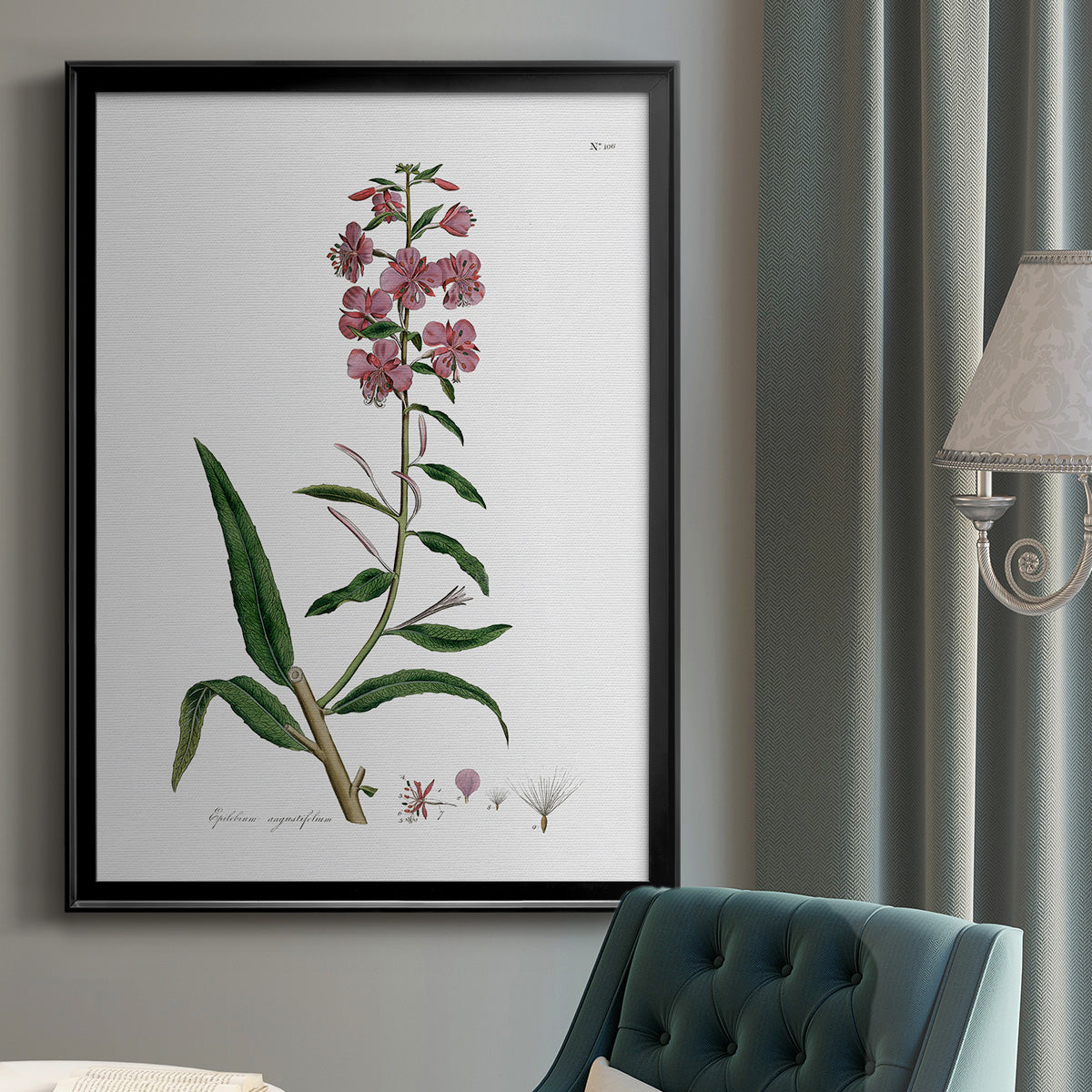 Rose Botanical I - Modern Framed Canvas Print