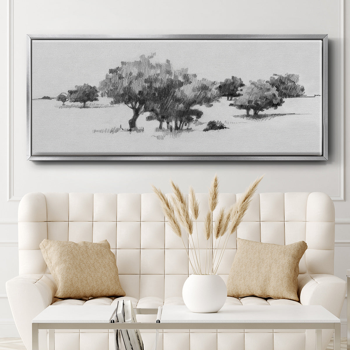 Treeline Sketch II - Floater Framed Canvas Print