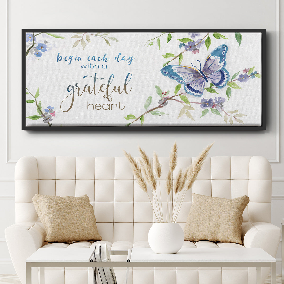 Begin Each Day - Floater Framed Canvas Print