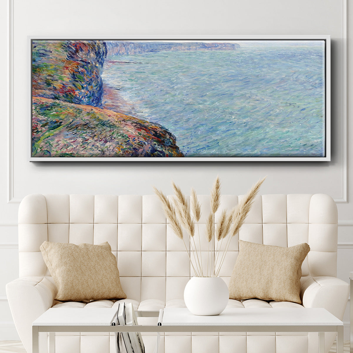 The Sea Seen from the Cliffs of Fecamp, 1881 - Floater Framed Canvas Print
