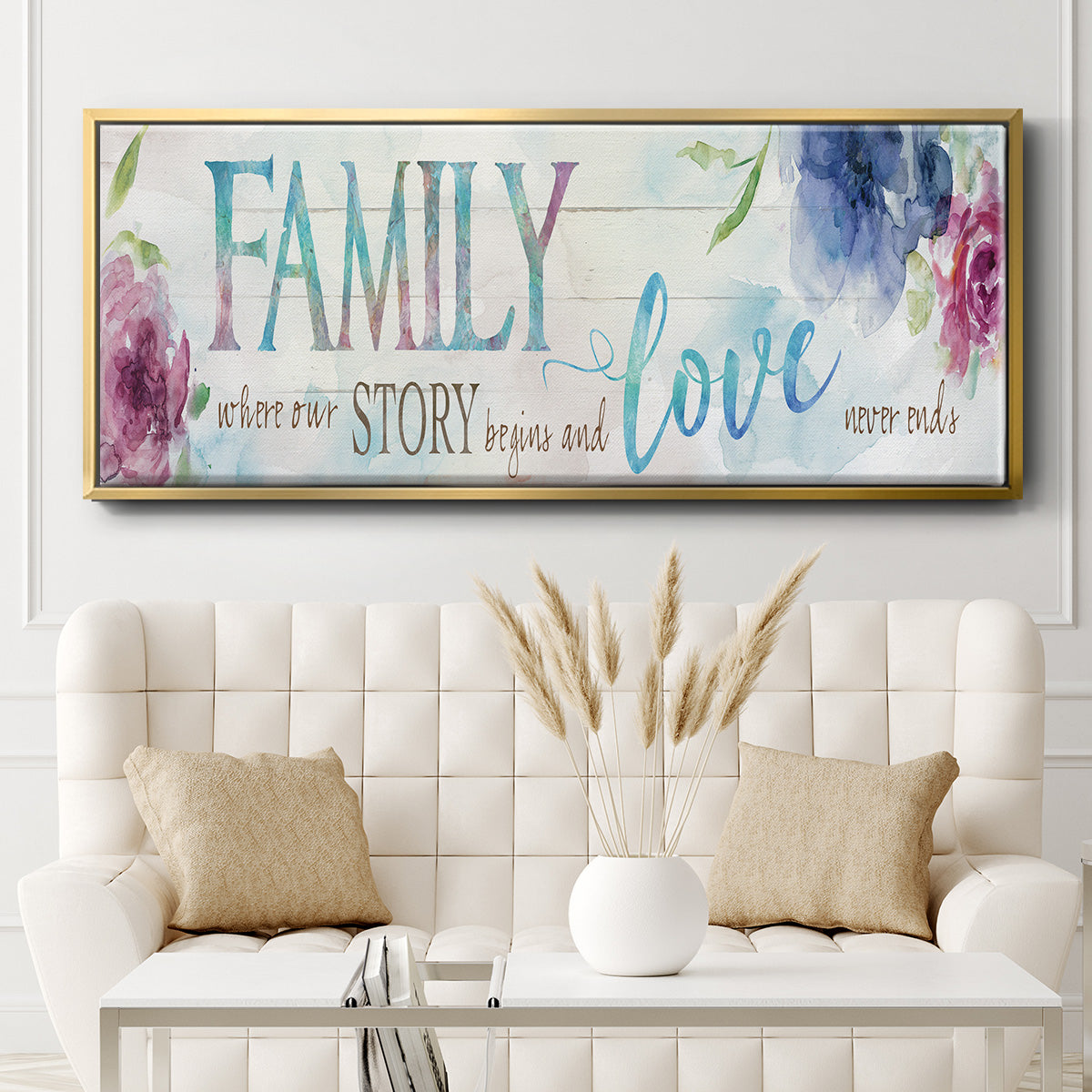 Family Love Story - Floater Framed Canvas Print