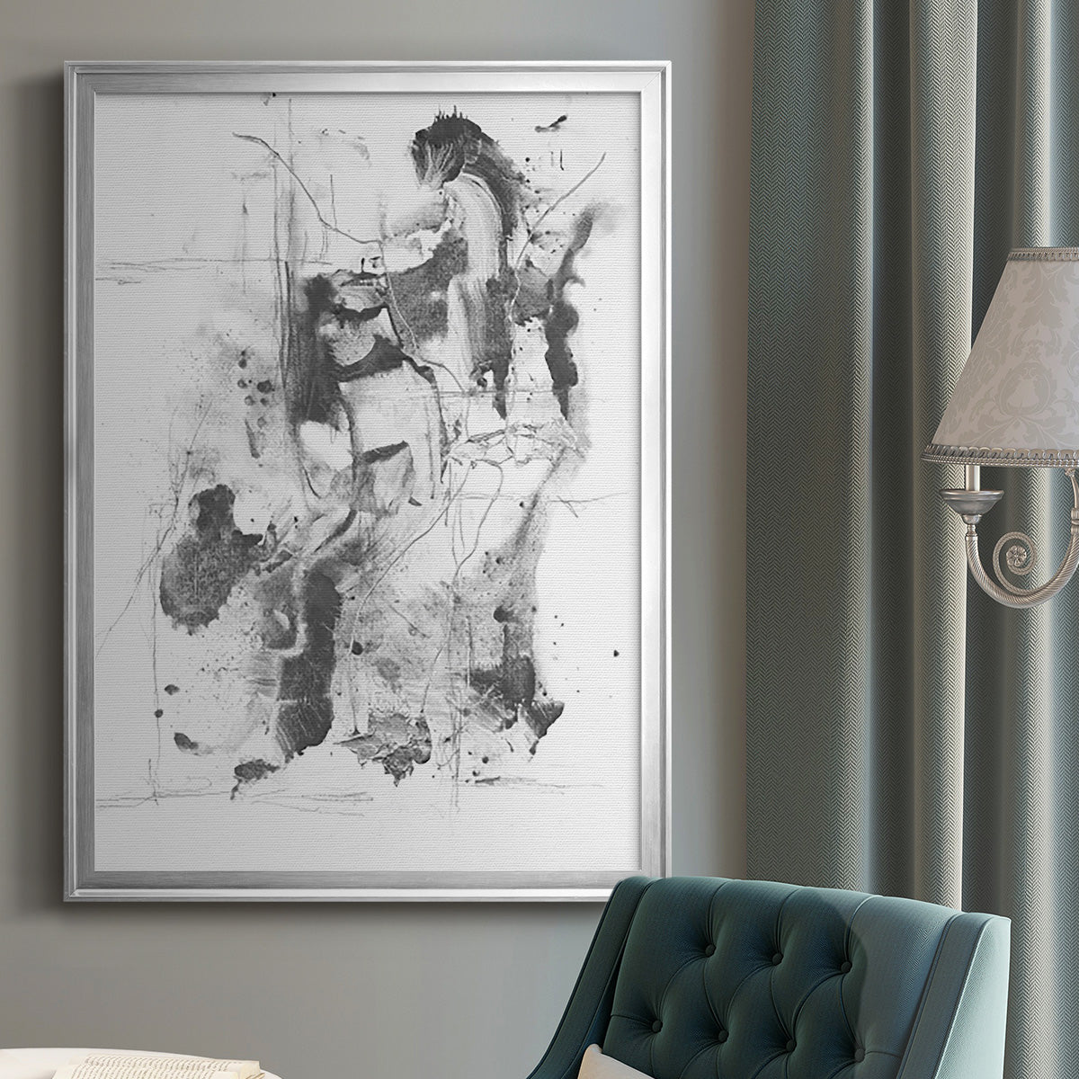 Graphite Abstract I - Modern Framed Canvas Print