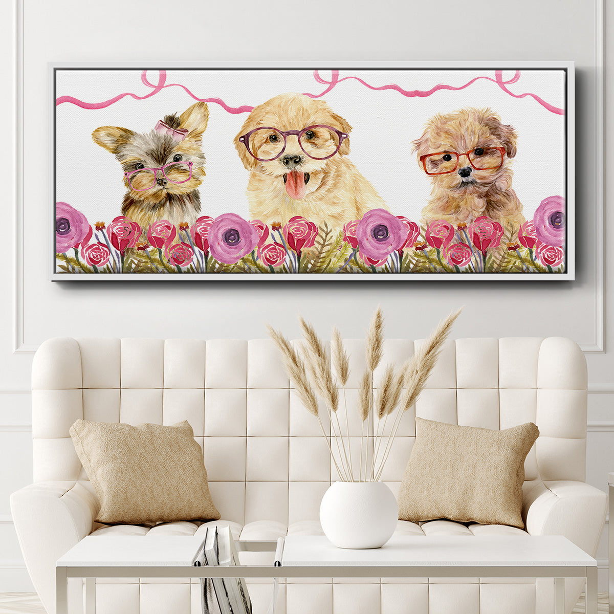 Puppy Valentine Collection D - Floater Framed Canvas Print