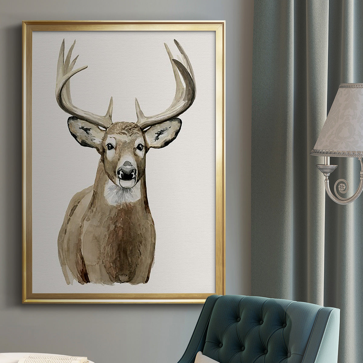 Handsome Whitetail II - Modern Framed Canvas Print