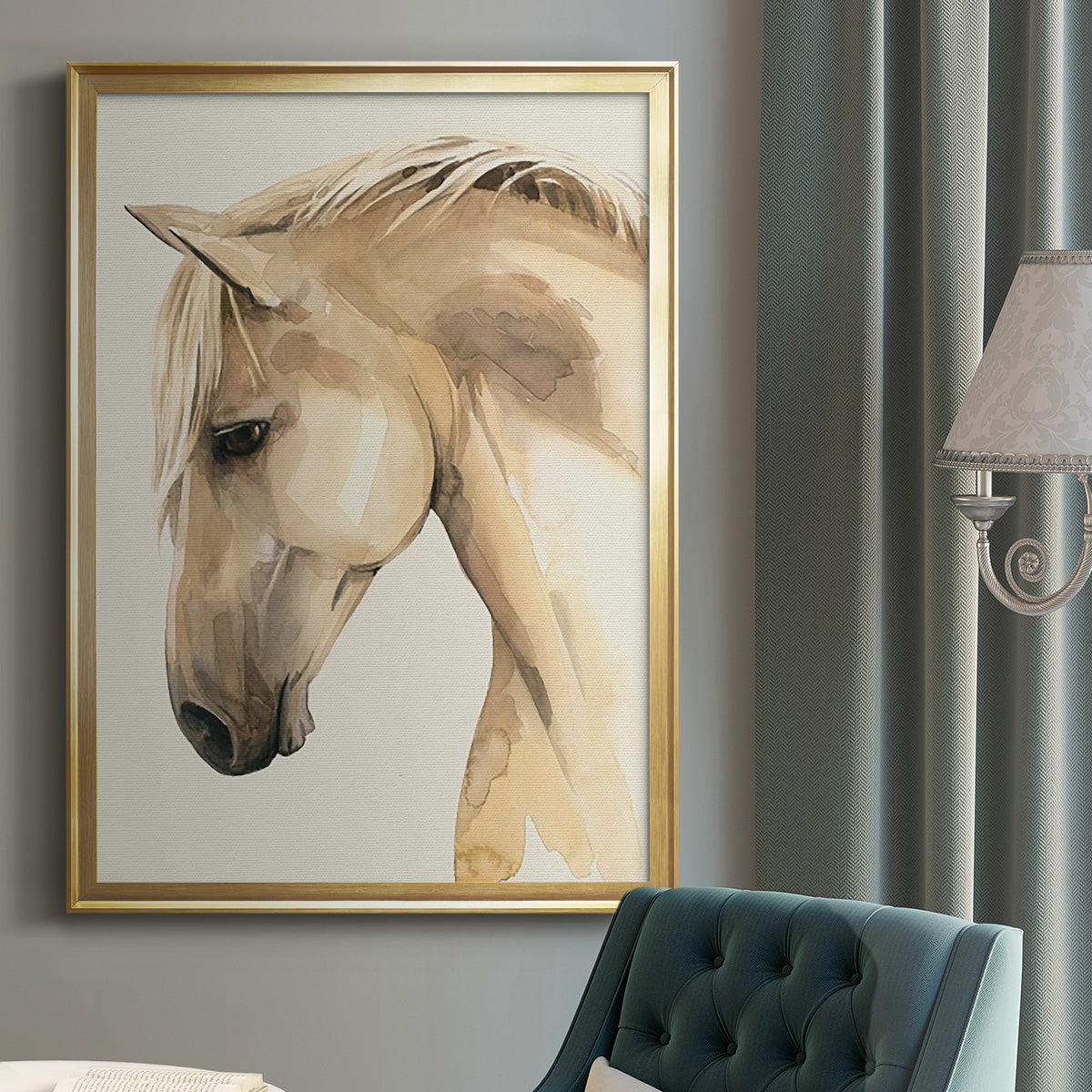 Golden Palomino II - Modern Framed Canvas Print